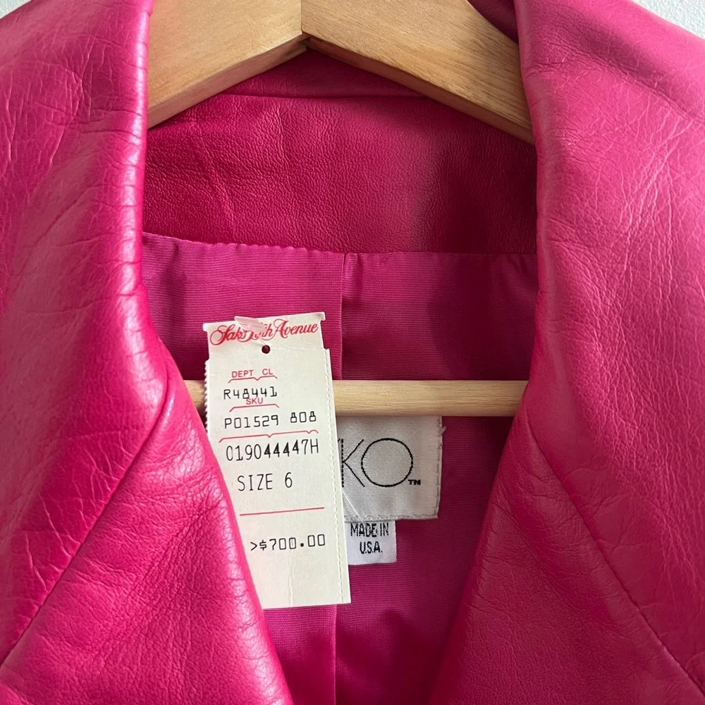 NWT Deadstock Vintage 80s Vakko Pink Leather Jacket - Picture 2 of 10